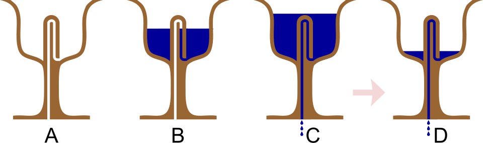 Cross-section diagram of the Pythagorean cup / Gyeyeongbae in operation