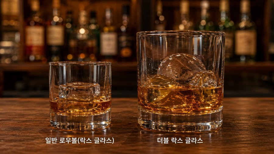 로우볼과 더블 락스 글라스 비교