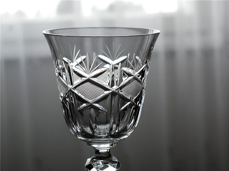 Cut crystal glass catching the light